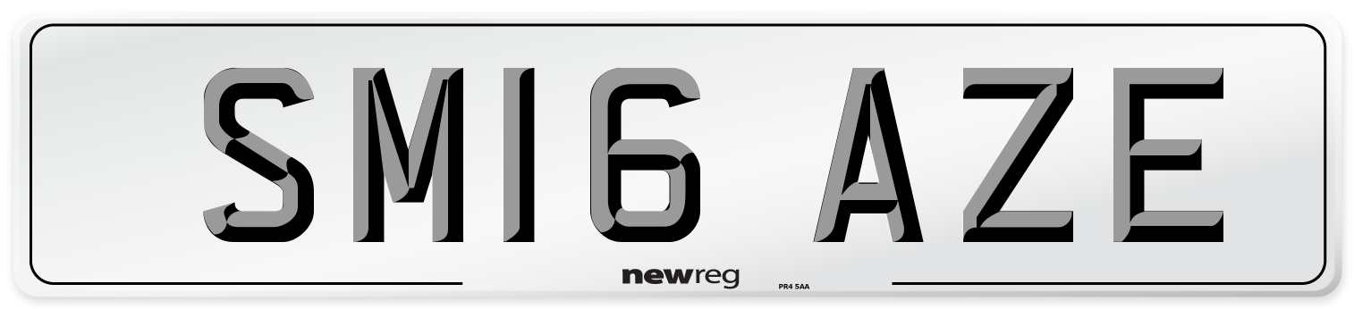 SM16 AZE Number Plate from New Reg